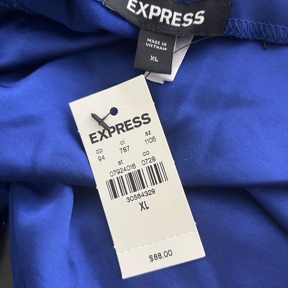 2/$30 NWT Express Satin Cowl Neck Midi Slip Dress Royal Blue XL #8812 - Picture 7 of 8